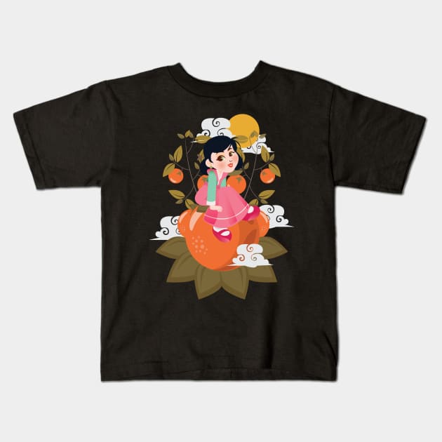 Chinese Girl Kids T-Shirt by spacemedia